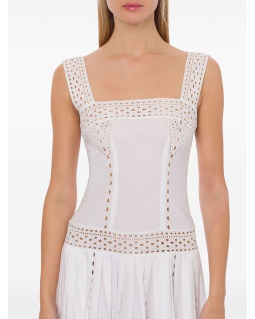 Alberta Ferretti Maxi-jurk Van Katoenblend Met Bloemenprint in het White