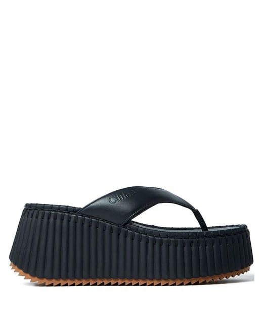 Chloé Black Plateau-Sandalen Mit Zehensteg 80Mm