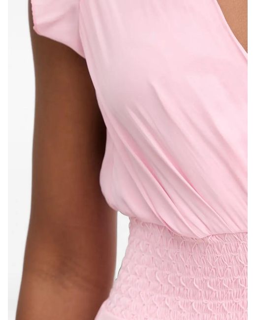 Morgan Pink Ruffled Smocked-Waist Mini Dress