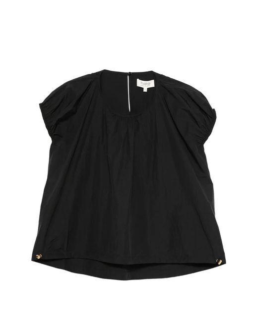 Psophia Black Crew-Neck Blouse