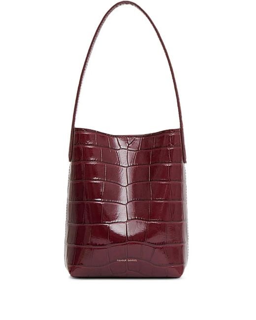 Mansur Gavriel Red Mini Everyday Cabas Tote Bag Mit Kroko-Prägung