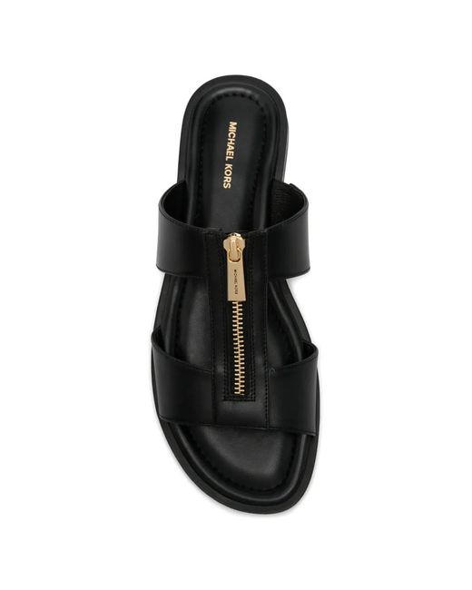 MICHAEL Michael Kors Black Berkley Zip Leather Sandals