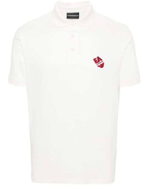 Polo con logo bordado Emporio Armani de hombre de color White