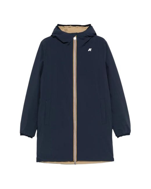K-Way Blue Reversible Hooded Coat for men