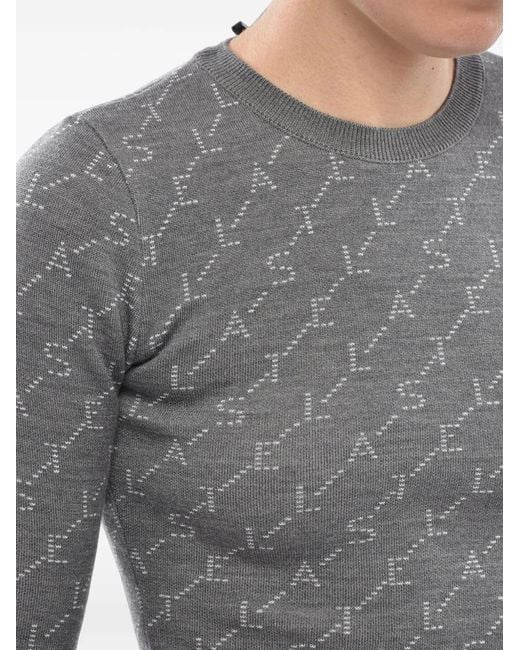 Stella McCartney Gray Logo-Intarsia Sweater