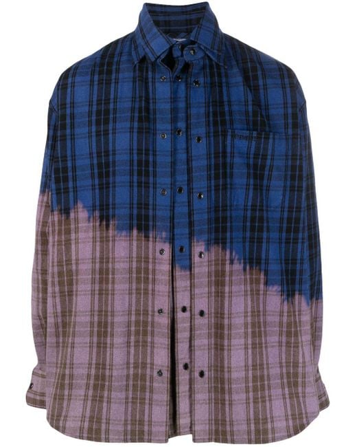 Vetements Blue Bleached Plaid-check Pattern Shirt