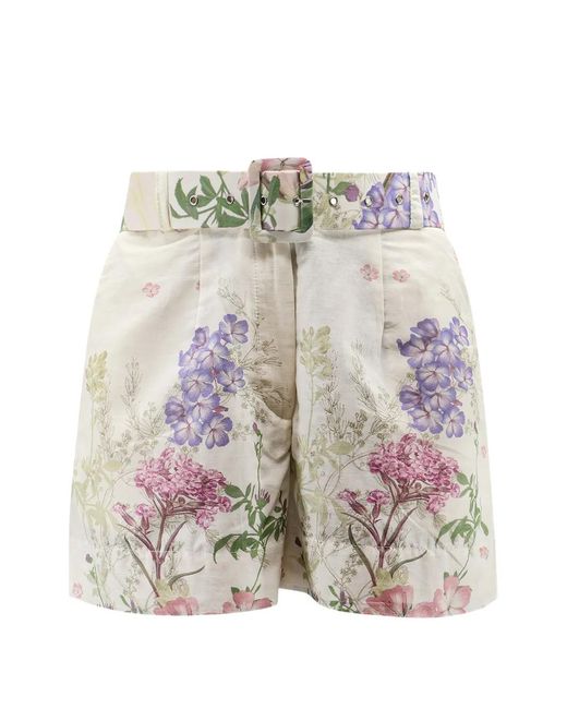 Charo Ruiz Gray Floral-Print Belted Shorts