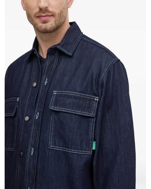 Benetton Blue Flap-Pocket Shirt for men