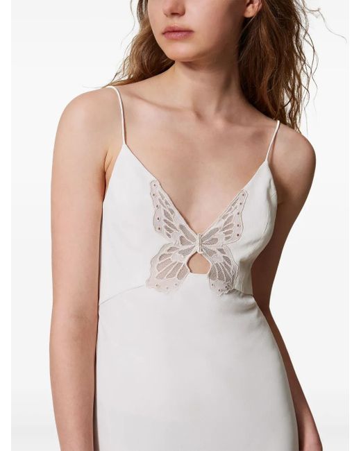 Robe Mi-Longue En Maille Twinset en coloris White