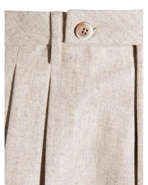 GTA IL PANTALONE White Pleated Virgin-Wool Trousers for men