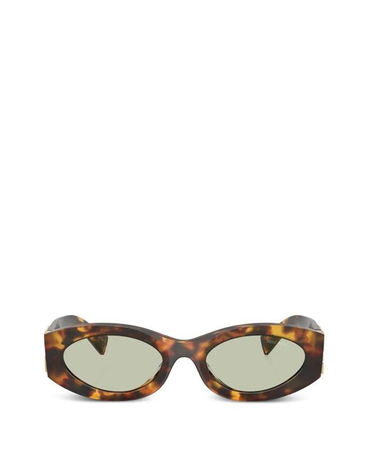 Miu Miu Metallic Tortoiseshell-Effect Oval-Frame Sunglasses