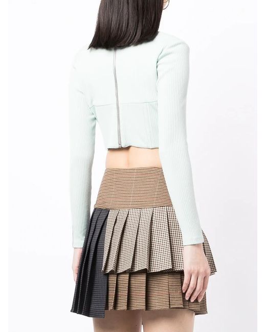 ROKH Blue Ribbed Sweetheart-Neck Top