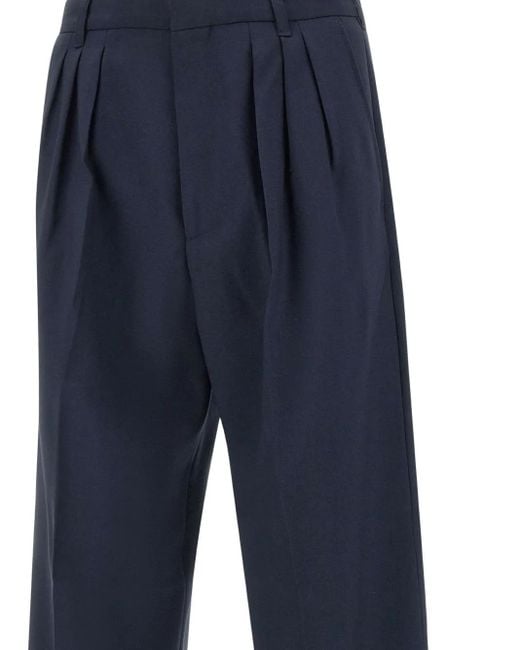 KENZO Blue Pleated Tailored Trousers for men