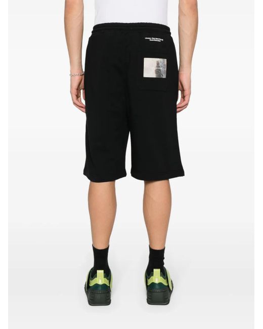 MSGM Black Drawstring Track Shorts