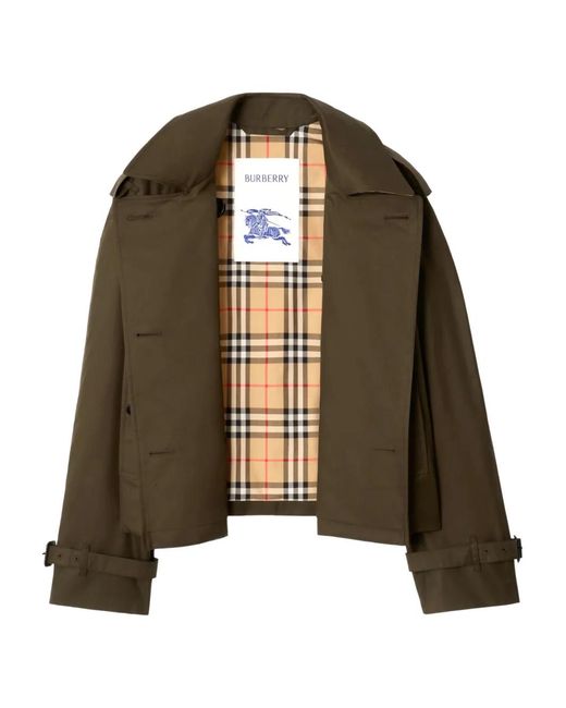 Burberry Brown Double-Breasted Cropped Trench Jacket