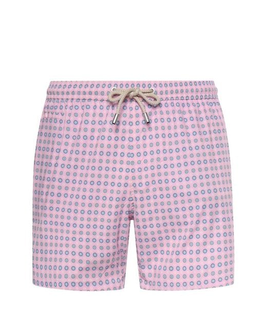 Mc2 Saint Barth Purple Geometric-Print Drawstring Swim Shorts for men