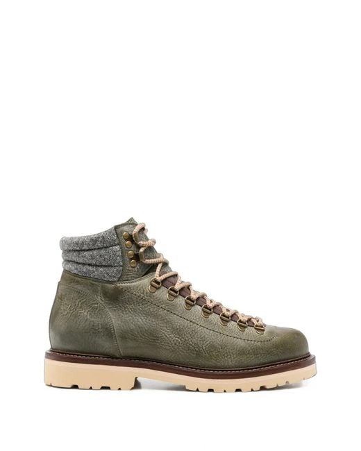 Brunello Cucinelli Green Lace-Up Panelled Boots for men