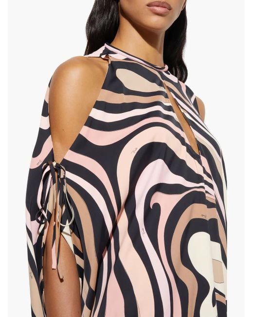 Emilio Pucci Black Kleid Mit Marmo-Print