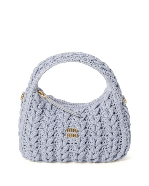 Miu Miu Blue Wander Crochet Tote Bag