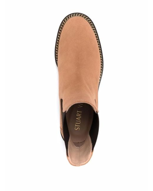 Stuart Weitzman Brown Suede Chain-link Chelsea Boots