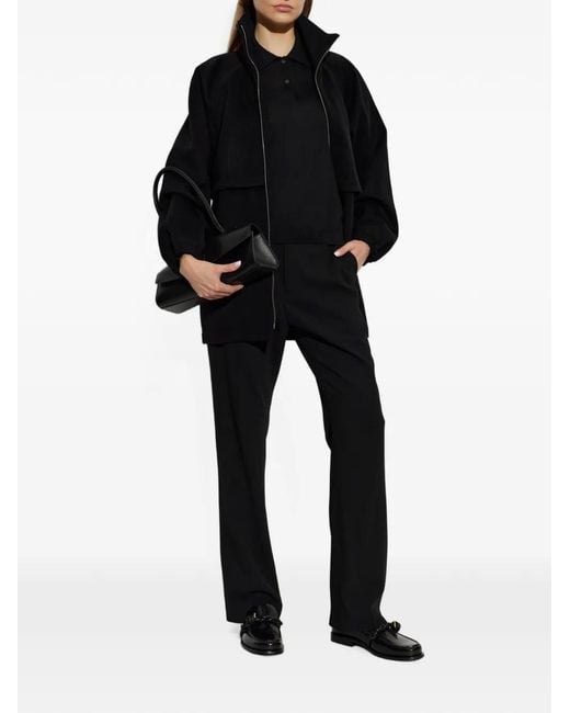 Jil Sander Black Stand-Up Collar Wool Jacket