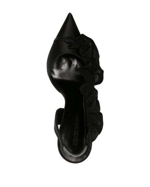 Nensi Dojaka Black 115Mm Ruffle-Detail Satin Pumps