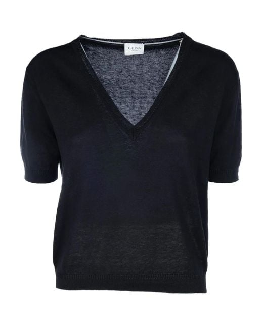 Cruna Black Knitted T-Shirt