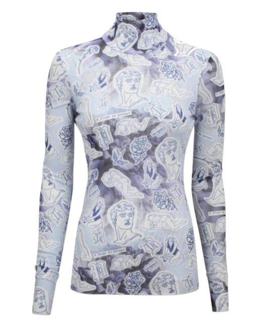 Baum und Pferdgarten Blue Graphic-Print Turleneck Top