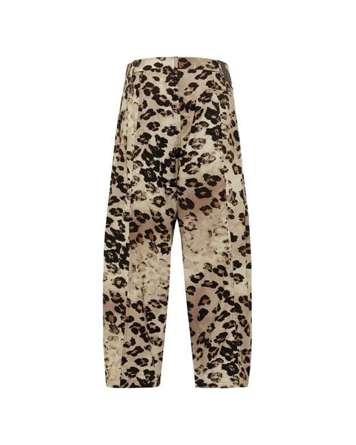 Laneus White Leopard-Print Trousers