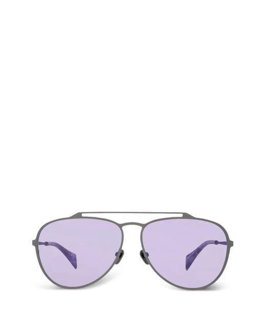 Discord Yohji Yamamoto Purple Double-Bridge Pilot-Frame Sunglasses for men