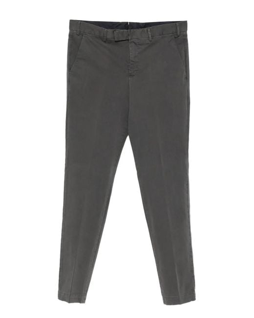 PT Torino Gray Belt-Loop Trousers for men