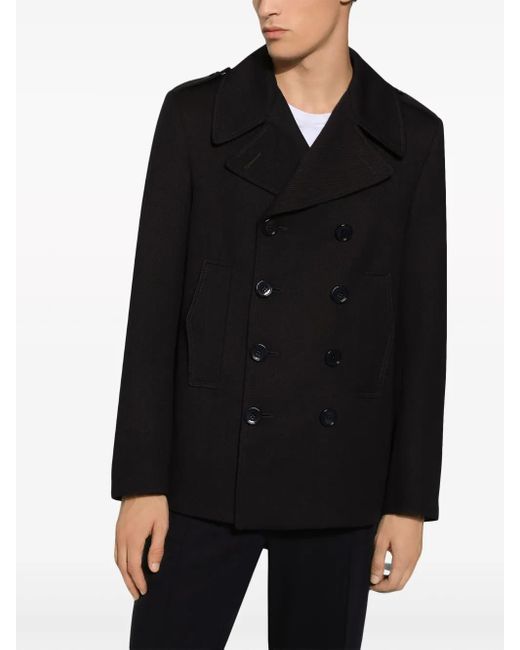 Dolce & Gabbana Black Cotton Double-Breasted Blazer for men