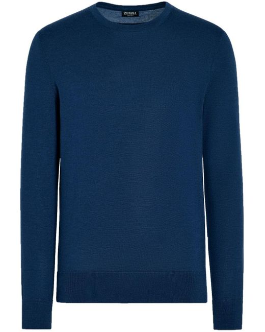 Zegna Blue Crew-Neck Sweater for men