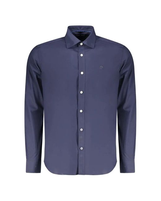 North Sails Blue Logo-Embroidered Long-Sleeve Shirt for men