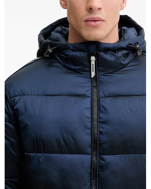 Guess Blue Hooded Puffer Jacket for men