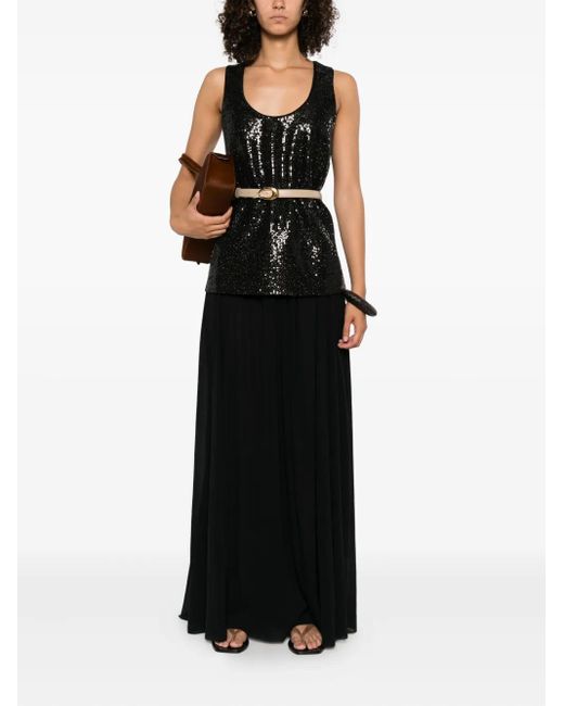 Genny Black Sequin-Embellished Top