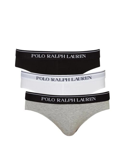 Polo Ralph Lauren Black Logo-Embroidered Briefs (Set Of Three) for men