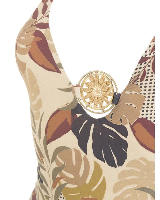 Amir Slama Multicolor Palm Leaf Print Swimsuit