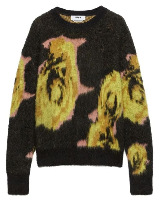 Jersey con rosas en intarsia MSGM de hombre de color Black