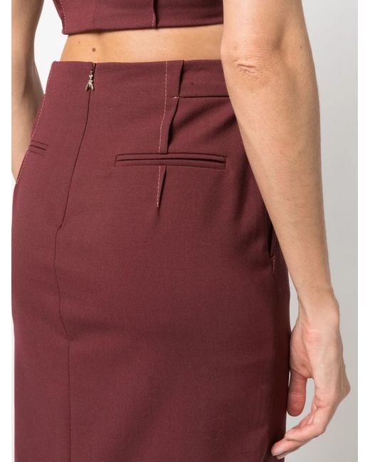 Patrizia Pepe Red Pleat-Detailing High-Waisted Skirt
