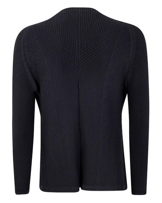 Issey Miyake Blue Pleated Open-front Cardigan