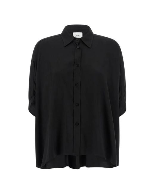Nude Black Batwing-Sleeve Shirt