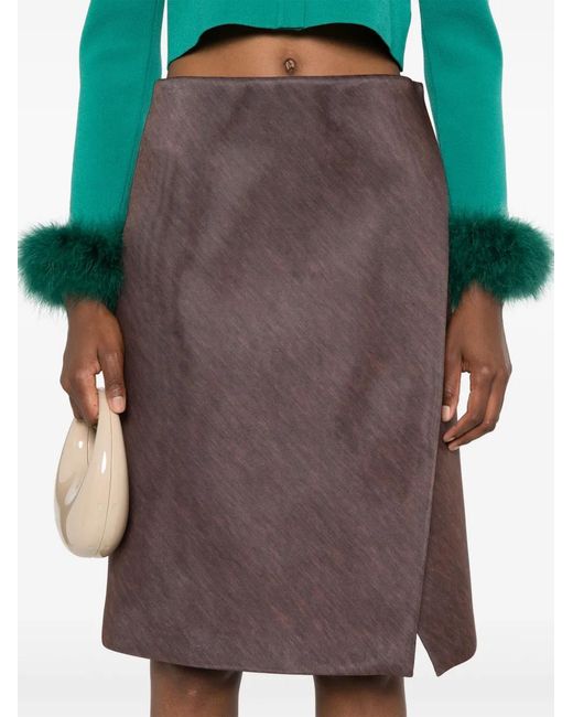 Philosophy Di Lorenzo Serafini Brown Wrap Midi Skirt