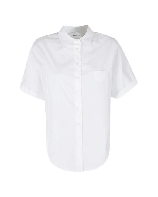 MEIMEIJ White Short-Sleeve Chest-Pocket Shirt
