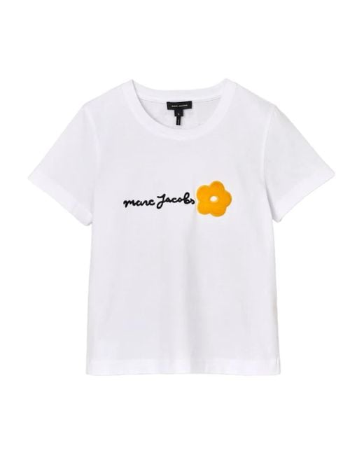 Marc Jacobs White Logo Flower Appliqué Tee