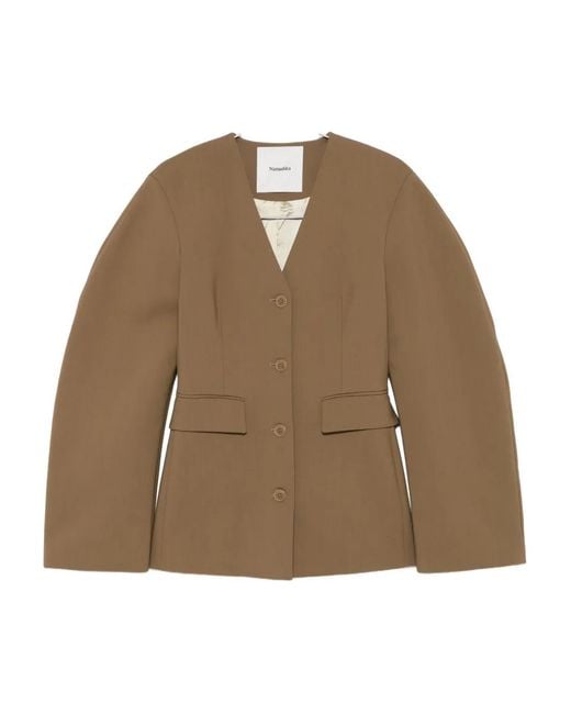Nanushka Brown Puff-Sleeve Jacket
