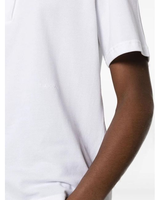 Lanvin White Short-Sleeve Cotton Polo Shirt for men