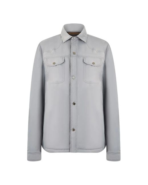 Moorer Gray Byron Snap-Button Shirt Jacket for men