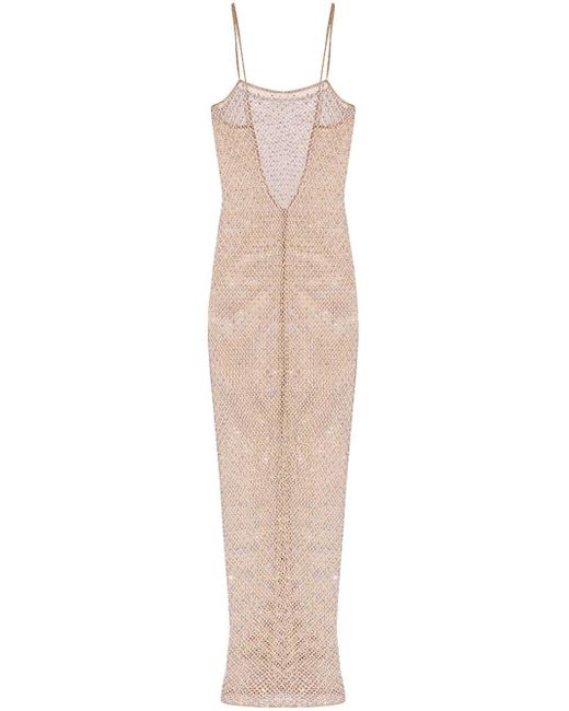 The Mannei White Troyes Beaded Maxi Dress