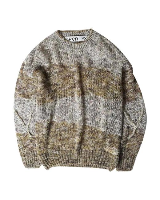OPEN YY Gray Speckled Striped Sweater